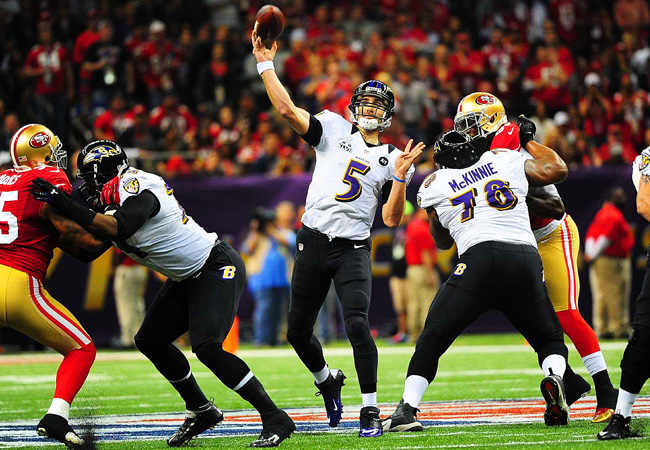 After three first half scores, Joe Flacco is just the third quarterback to throw for 11 touchdowns in a single postseason.